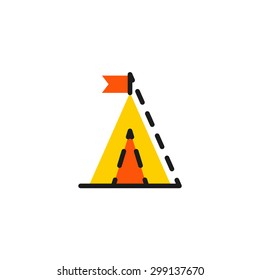 Farbliniensymbol für flaches Design einzeln auf Weiß. Camping