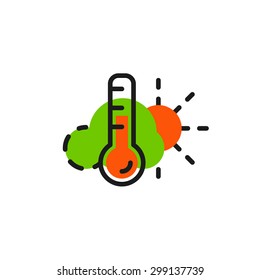 Color line icon for flat design isolated on white. Weather and temperature