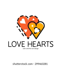 Icono de línea de color para diseño plano aislado en blanco. Símbolo del corazón