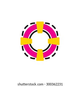 Color line icon for flat design isolated on white. Lifebuoy 
