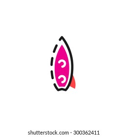Farbliniensymbol für flaches Design einzeln auf Weiß. Surfbrett