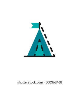 Icono de línea de color para diseño plano aislado en blanco. Camping