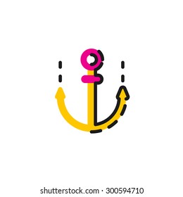Color line icon for flat design isolated on white. Anchor