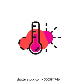 Color line icon for flat design isolated on white. Weather and temperature