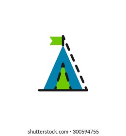 Color line icon for flat design isolated on white. Camping