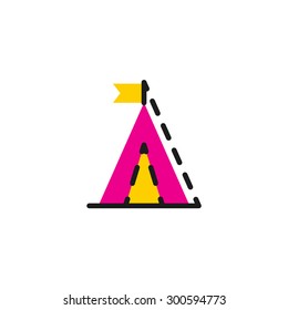 Color line icon for flat design isolated on white. Camping