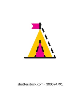 Icono de línea de color para diseño plano aislado en blanco. Camping