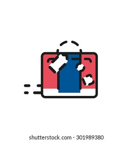Color line icon for flat design isolated on white. Luggage