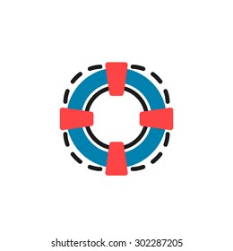 Color line icon for flat design isolated on white. Lifebuoy 