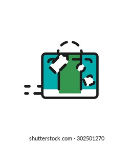 Farbliniensymbol für flaches Design einzeln auf Weiß. Gepäck