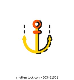 Color line icon for flat design isolated on white. Anchor