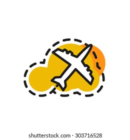 Color line icon for flat design isolated on white. Airplane, flight