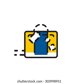 Color line icon for flat design isolated on white. Luggage