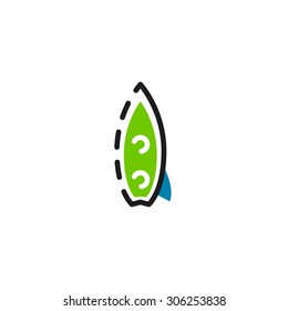 Farbliniensymbol für flaches Design einzeln auf Weiß. Surfbrett