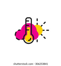 Color line icon for flat design isolated on white. Weather and temperature