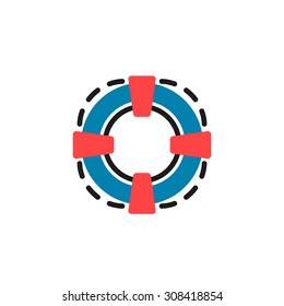 Color line icon for flat design isolated on white. Lifebuoy 