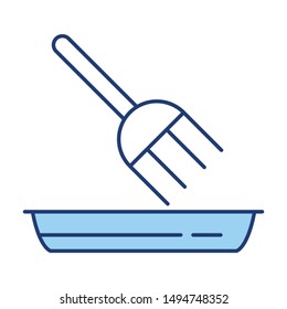 color line icon for fork with plate