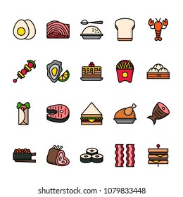 Color line icon set of Food. Pixel perfect icons