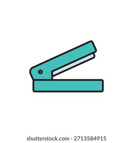 Color line icon of a stapler, symbolizing paper fastening and office work. Perfect for apps, websites, documents, productivity tools, and business illustrations.