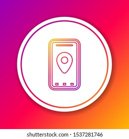 Color line Infographic of city map navigation icon isolated on color background. Mobile App Interface concept design. Geolacation concept. Circle white button. Vector Illustration