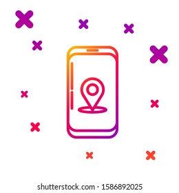 Color line Infographic of city map navigation icon isolated on white background. Mobile App Interface concept design. Geolacation concept. Gradient random dynamic shapes. Vector Illustration