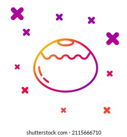 Color line Jewish sweet bakery icon isolated on white background. Hanukkah sufganiyot. Jewish easter cake. Gradient random dynamic shapes. Vector