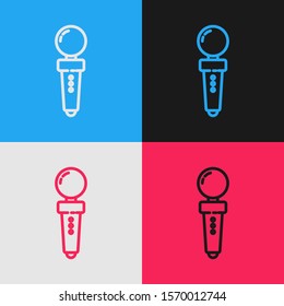Color line Joystick for arcade machine icon isolated on color background. Joystick gamepad. Vintage style drawing. Vector Illustration