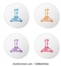 Color line Joystick for arcade machine icon isolated on white background. Joystick gamepad. Set icons in circle buttons. Vector Illustration