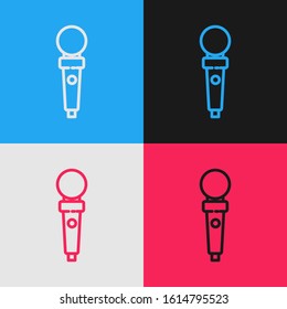 Color line Joystick for arcade machine icon isolated on color background. Joystick gamepad. Vintage style drawing. Vector Illustration
