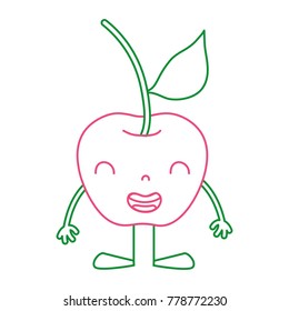 color line kawaii apple smile fruit with arms and legs