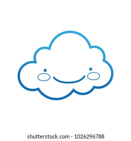 color line kawaii happy cloud weather in the sky