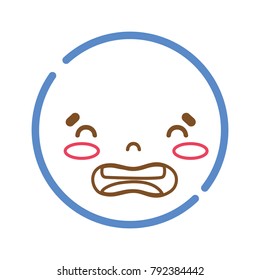 color line kawaii head with cute disgusted face