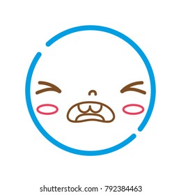 color line kawaii head with cute pity face