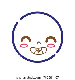 color line kawaii head with cute smile face
