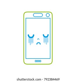 color line kawaii smartphone cute crying face