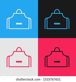 Color line Kitchen apron icon isolated on color background. Chef uniform for cooking. Vintage style drawing. Vector Illustration