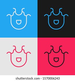 Color line Kitchen apron icon isolated on color background. Chef uniform for cooking. Vintage style drawing. Vector Illustration