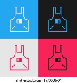Color line Kitchen apron icon isolated on color background. Chef uniform for cooking. Vintage style drawing. Vector Illustration