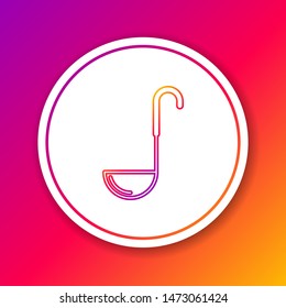 Color line Kitchen ladle icon isolated on color background. Cooking utensil. Cutlery spoon sign. Circle white button. Vector Illustration