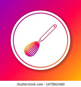 Color line Kitchen whisk icon isolated on color background. Cooking utensil, egg beater. Cutlery sign. Food mix symbol. Circle white button. Vector Illustration
