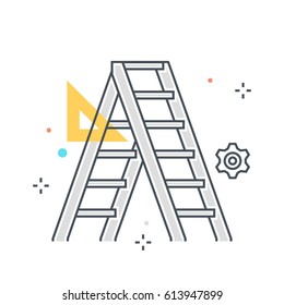 Color line, ladder concept illustration, icon, background and graphics. The illustration is colorful, flat, vector, pixel perfect, suitable for web and print. It is linear stokes and fills.