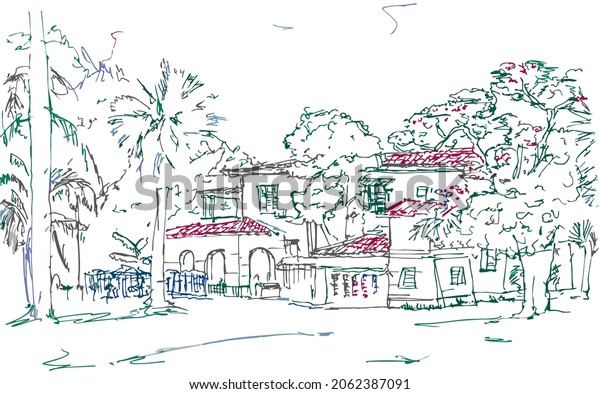 Bar Del Mar - Варадеро Куба. Цветной, линейный вектор. Рисунок художника Андрея Бондаренко #iThyx