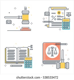 Color line, law illustrations, icons, backgrounds and graphics. The illustration is colorful, flat, vector, pixel perfect, suitable for web and print. It is linear stokes and fills.