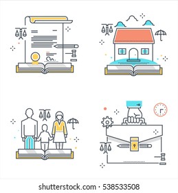 Color line law illustrations icons, backgrounds and graphics.  colorful, flat, vector, pixel perfect, suitable for web and print. It is linear stokes and fills.