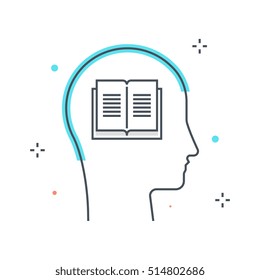 Color line, learning illustration concept, icon, background and graphics. The illustration is colorful, flat, vector, pixel perfect, suitable for web and print. It is linear stokes and fills.