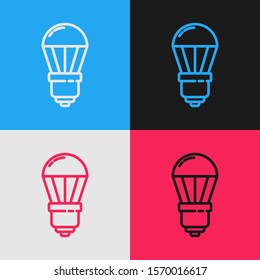 Color line LED light bulb icon isolated on color background. Economical LED illuminated lightbulb. Save energy lamp. Vintage style drawing. Vector Illustration