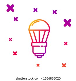 Color line LED light bulb icon isolated on white background. Economical LED illuminated lightbulb. Save energy lamp. Gradient random dynamic shapes. Vector Illustration