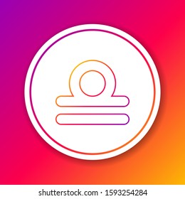 Color line Libra zodiac sign icon isolated on color background. Astrological horoscope collection. Circle white button. Vector Illustration