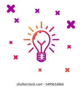 Color line Light bulb with rays shine and concept of idea icon isolated on white background. Energy and idea symbol. Inspiration concept. Gradient random dynamic shapes. Vector Illustration