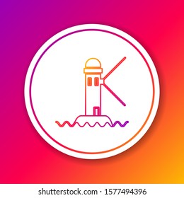 Color line Lighthouse icon isolated on color background. Circle white button. Vector Illustration